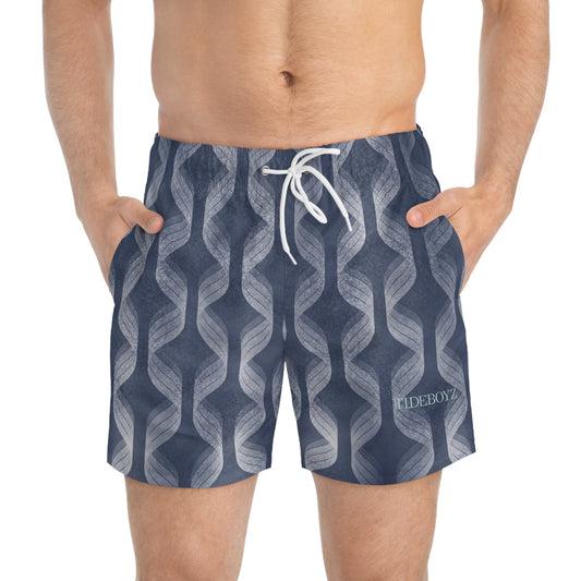 Navy Wave Stripe Swim Shorts
